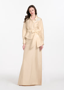 TAFFETA BLOUSE WITH CRYSTAL PEONY CHAMPAGNE
