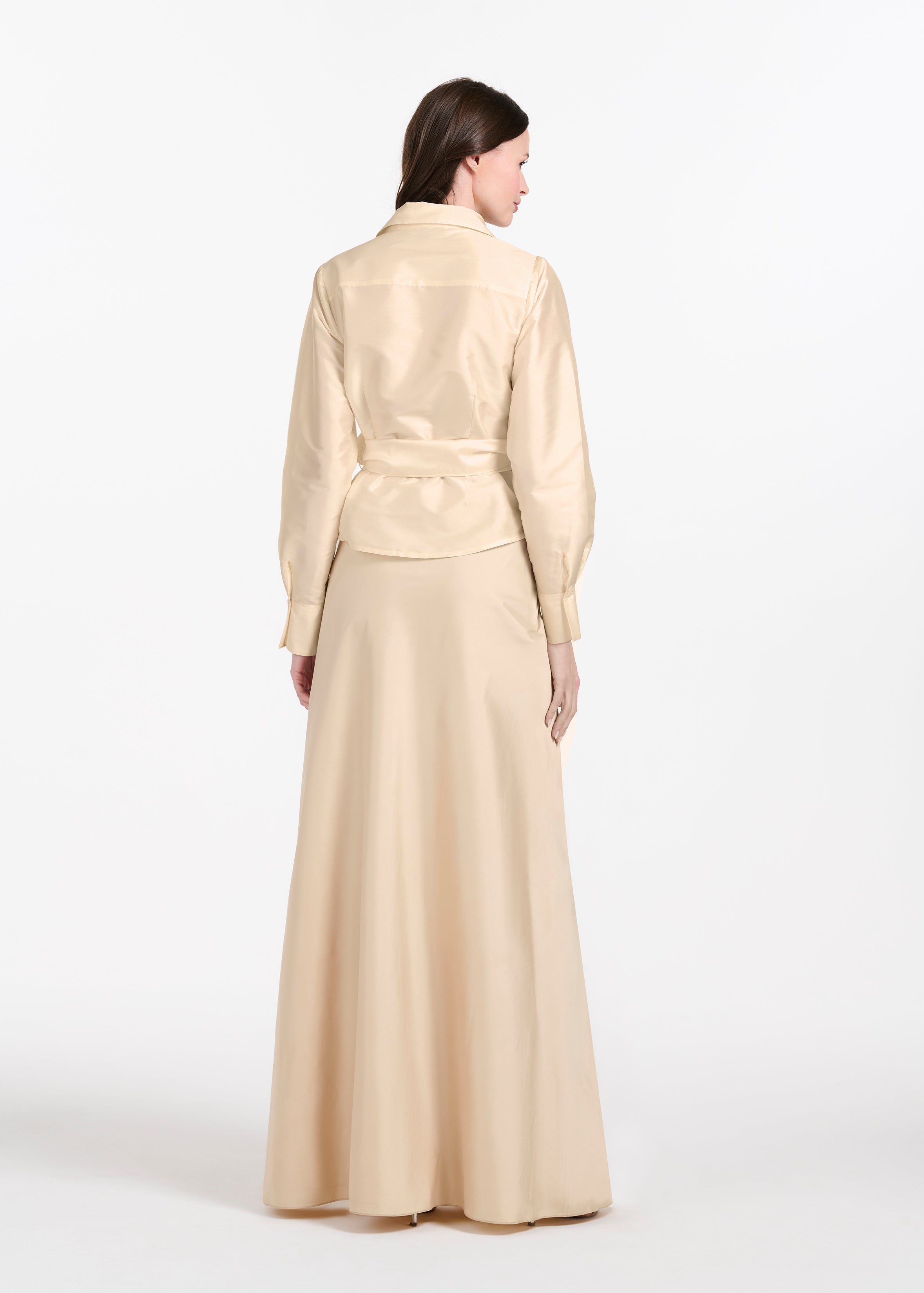 TAFFETA BLOUSE WITH CRYSTAL PEONY CHAMPAGNE