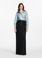 TAFFETA BLOUSE WITH CRYSTAL PEONY LIGHT BLUE