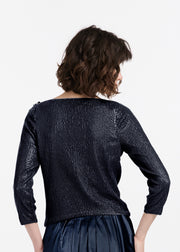 Sequin Top With Pailette Flowers Silver
