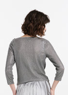 Sequin Top With Pailette Flowers Silver