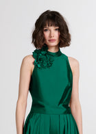 Taffeta 3D Appliquè Floral Shell Emerald