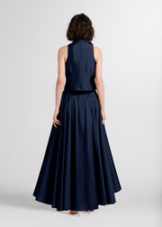 SOFT TAFFETA PLEATED BALLGOWN SKIRT NAVY