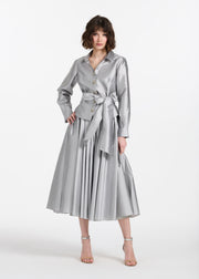 CHUNKY CRYSTAL FLOWER BUTTON BLOUSE SILVER
