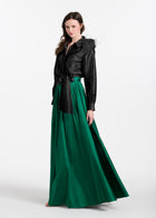 FEATHER SHOULDER BLOUSE BLACK