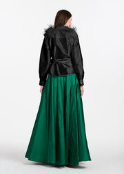 FEATHER SHOULDER BLOUSE BLACK