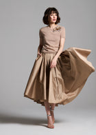 Cashmere Sweater With Applique Pailette Flowers - Gold