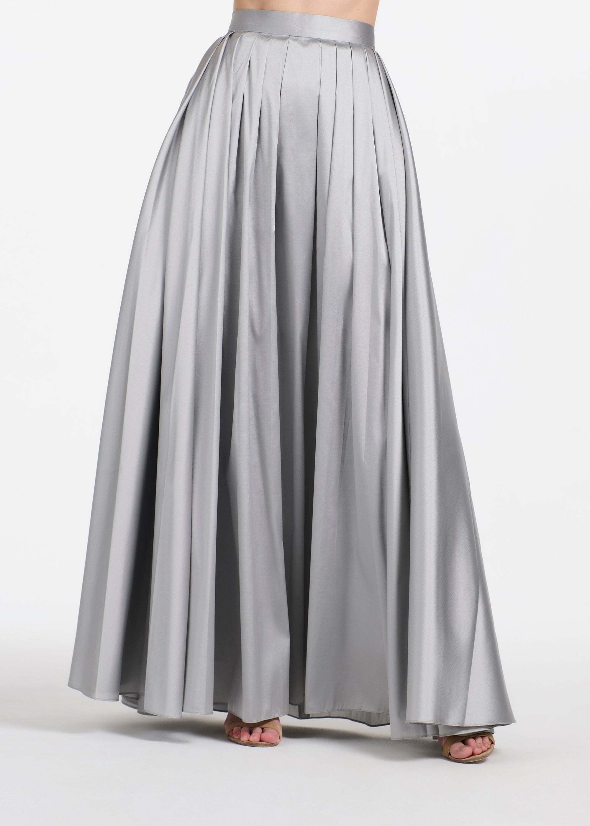 SOFT TAFFETA BALL GOWN SKIRT SILVER