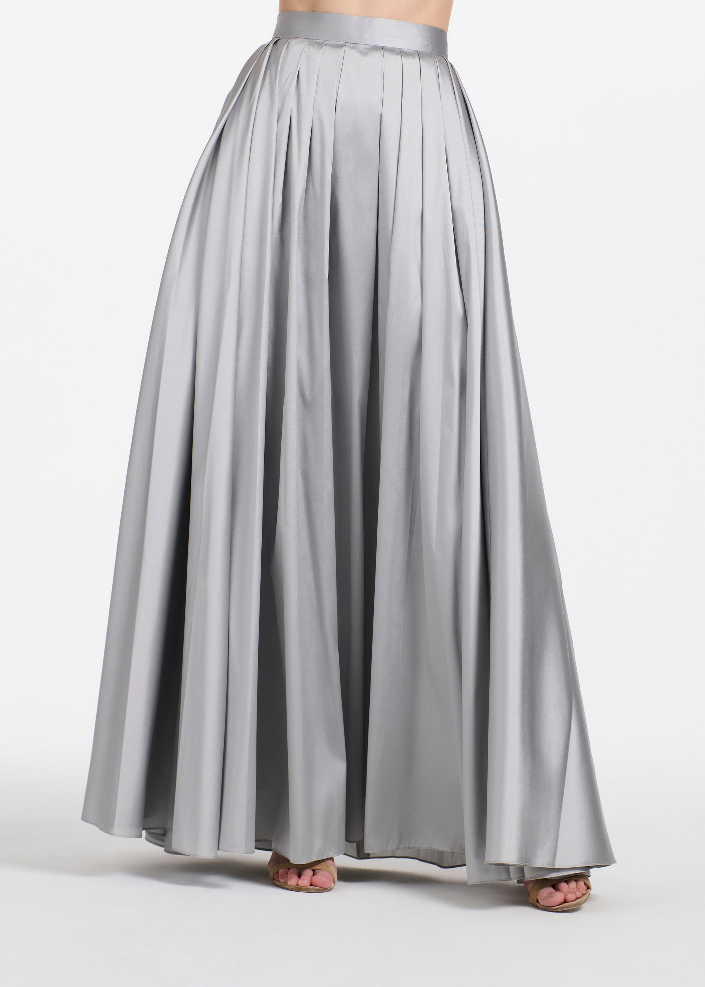 SOFT TAFFETA BALL GOWN SKIRT SILVER