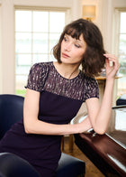 ILLUSION CRYSTAL STRETCH CREPE GOWN AMETHYST
