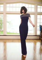 ILLUSION CRYSTAL STRETCH CREPE GOWN AMETHYST