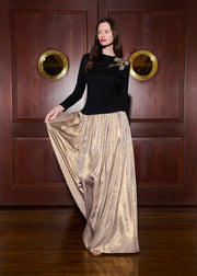 Luxe Jersey Tee With Gold Bouquet