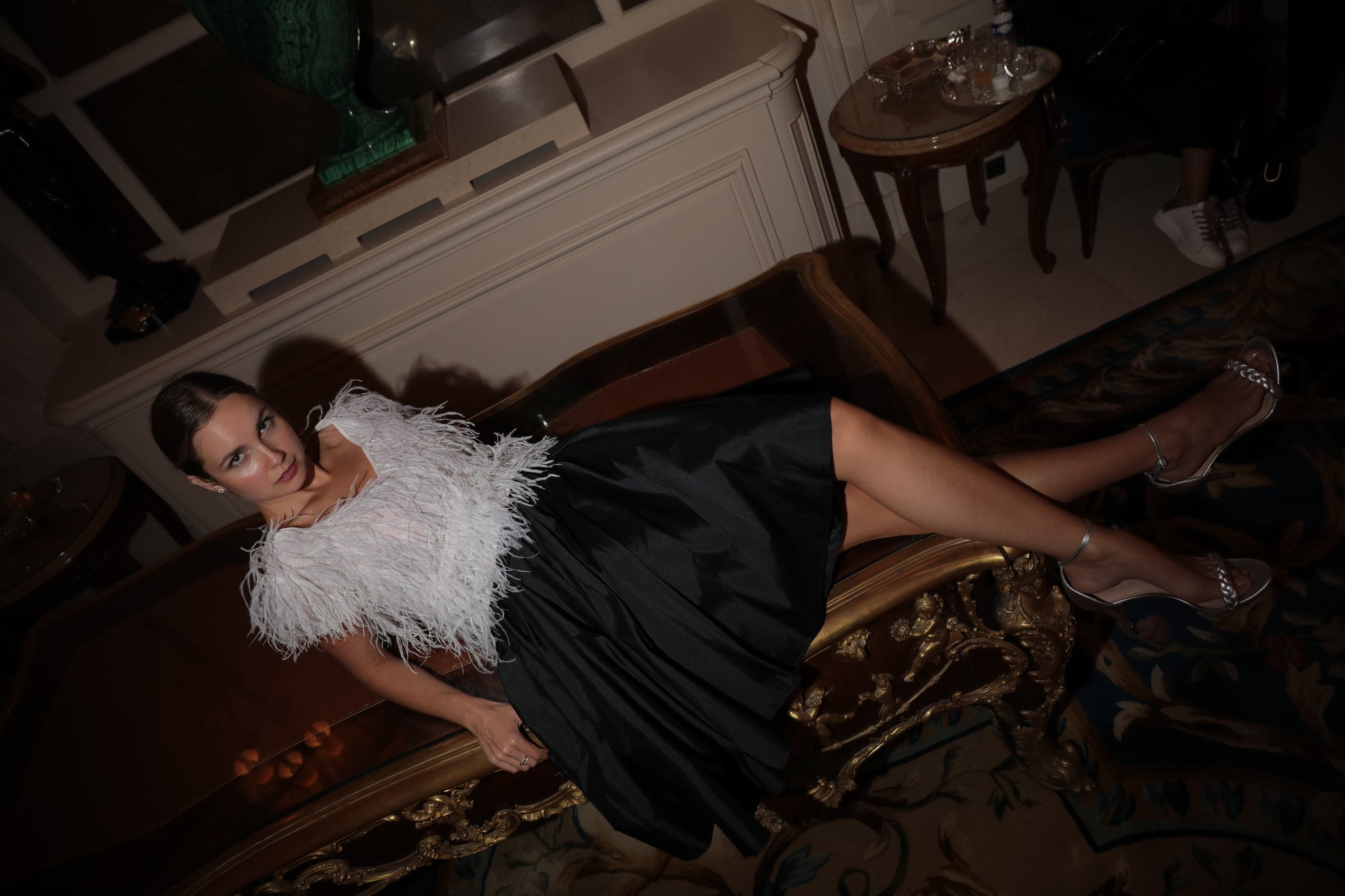 SOFT TAFFETA SHORT PARTY SKIRT IVORY