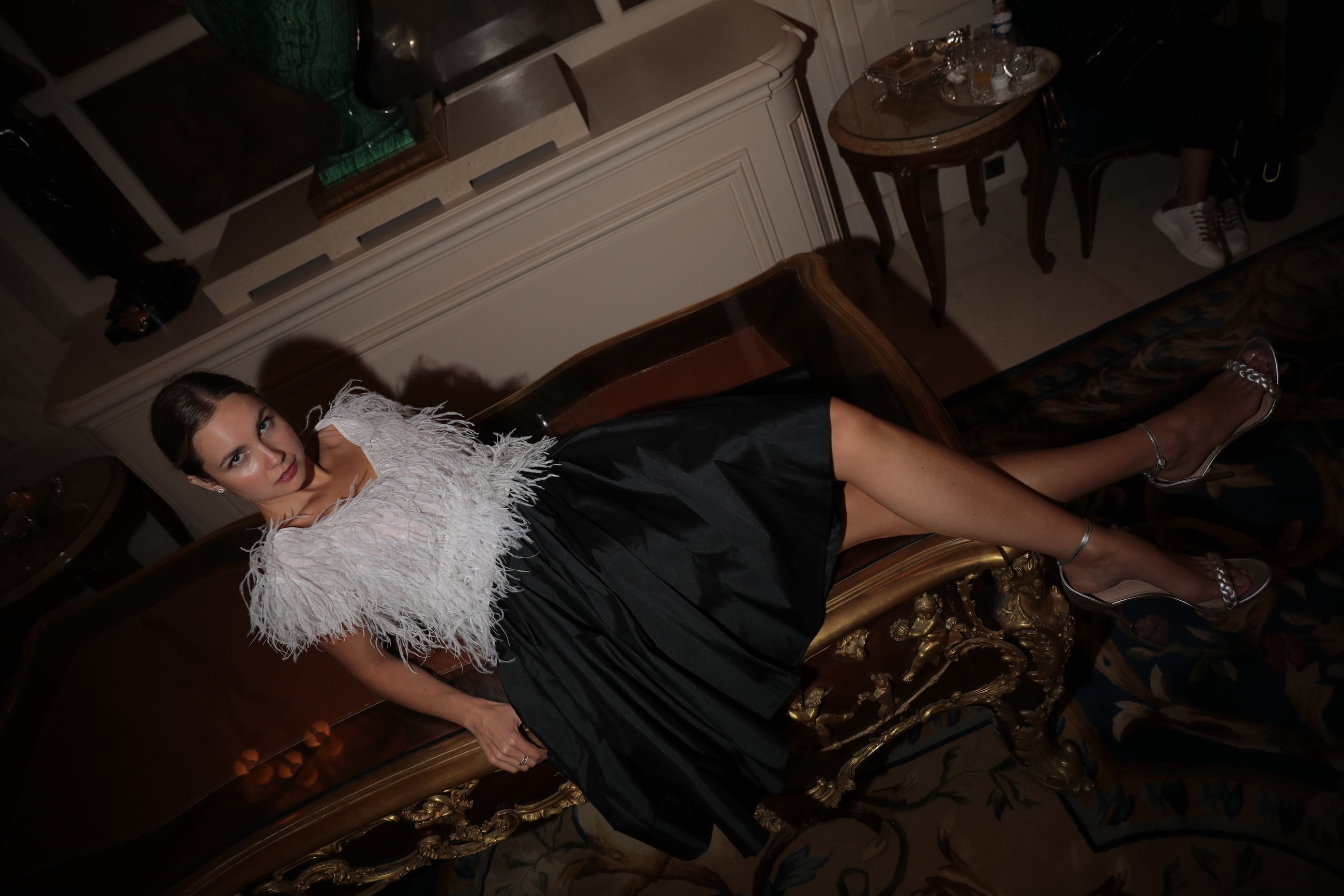 SOFT TAFFETA SHORT PARTY SKIRT IVORY