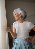 PEARL ENCRUSTED SHORT SLEEVE TEE - IVORY