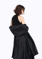 Pearl Encrusted Sleeveless Mock Neck - Black