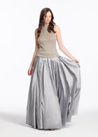 SILVER PEARLS ENCRUSTED SLEEVELESS MOCK NECK