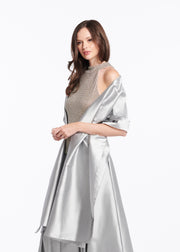 SILVER PEARLS ENCRUSTED SLEEVELESS MOCK NECK