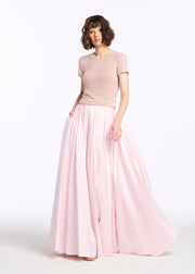 Pleated Soft Taffeta Ballgown Skirt Blush