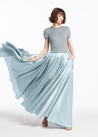 PEARL ENCRUSTED SHORT SLEEVE TEE - LIGHT BLUE