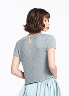 PEARL ENCRUSTED SHORT SLEEVE TEE - LIGHT BLUE