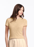 Pearl Encrusted Short Sleeve Tee Champagne