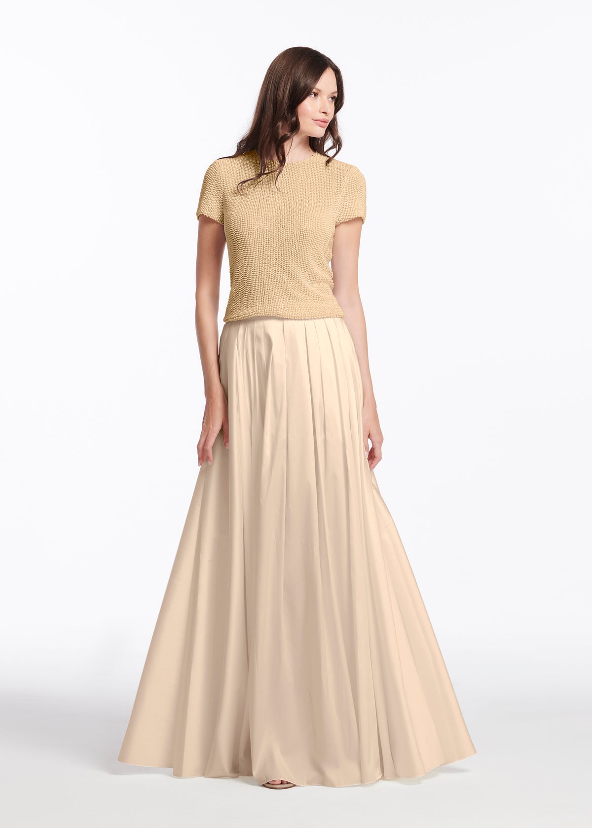 Pearl Encrusted Short Sleeve Tee Champagne