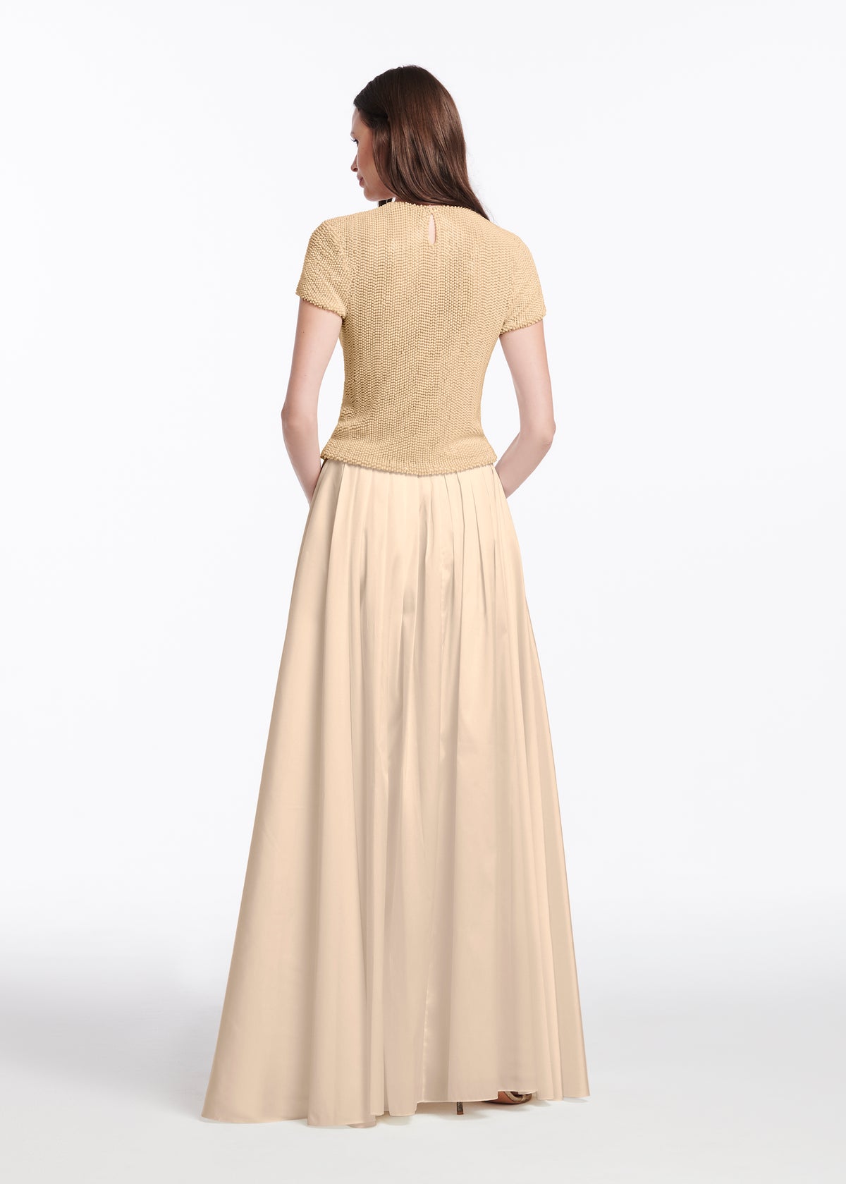 Pearl Encrusted Short Sleeve Tee Champagne