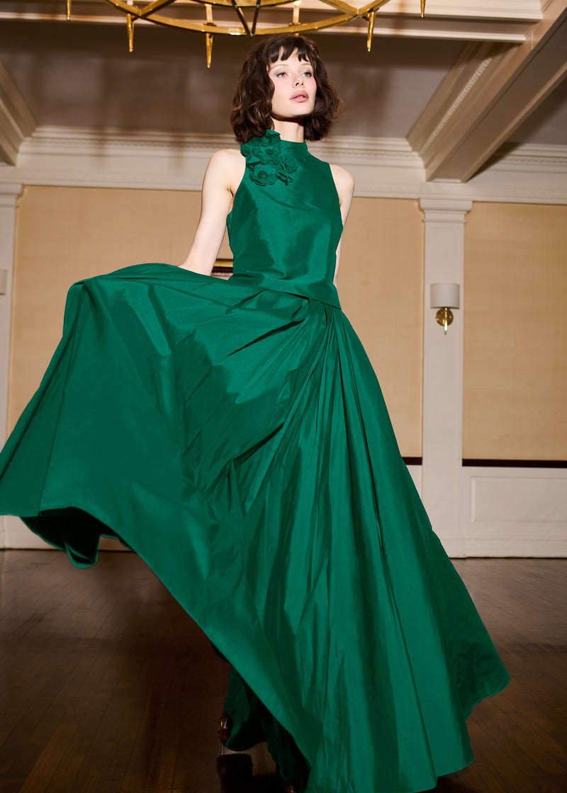 Soft Taffeta Ball Gown Skirt Emerald