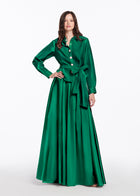 Chunky Crystal Flower Button Blouse Emerald