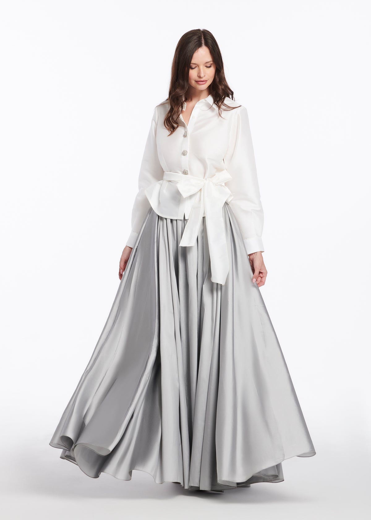 Soft Taffeta Ball Gown Skirt Silver