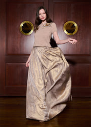 Cashmere Sweater With Applique Pailette Flowers - Gold