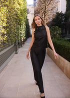 TAFFETA SHELL WITH APPLIQUE FLOWERS BLACK