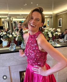 TEA LENGTH PLEATED SOFT TAFFETA MIDI SKIRT WATERMELON