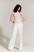 STRETCH CREPE WIDE LEG PANT IVORY