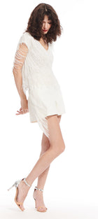 Beaded Fringe Crepe Shorts