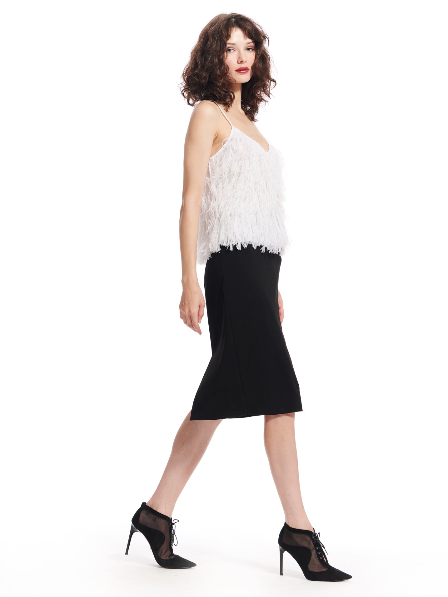 Cami Feather Spaghetti Strap