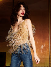 Load image into Gallery viewer, Beaded Fringe Scoop Neck Top
